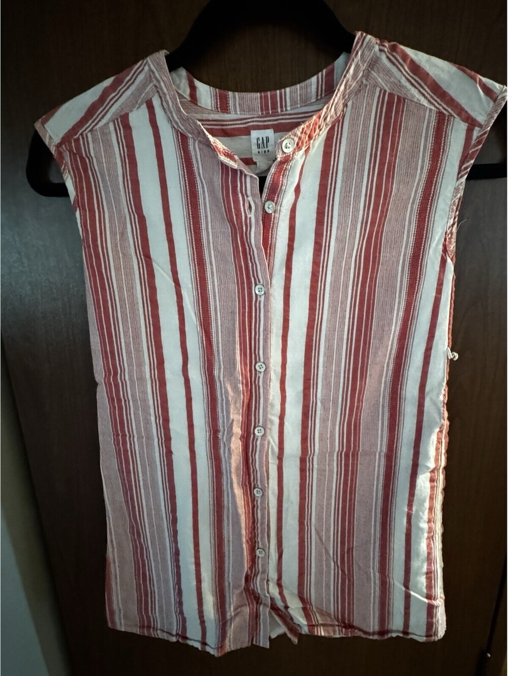 Gap Kids Candlestick Dress Girls Small 6 7 Red White Stripe Button Front Cotton